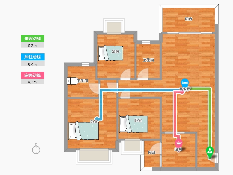 四川省-成都市-恒大牧云天峰J9地块2号楼2和3-A4户106m²-81.46-户型库-动静线