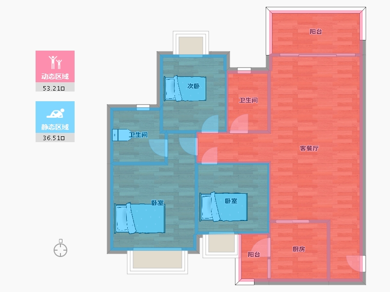 四川省-成都市-恒大牧云天峰J9地块2号楼2和3-A4户106m²-81.46-户型库-动静分区