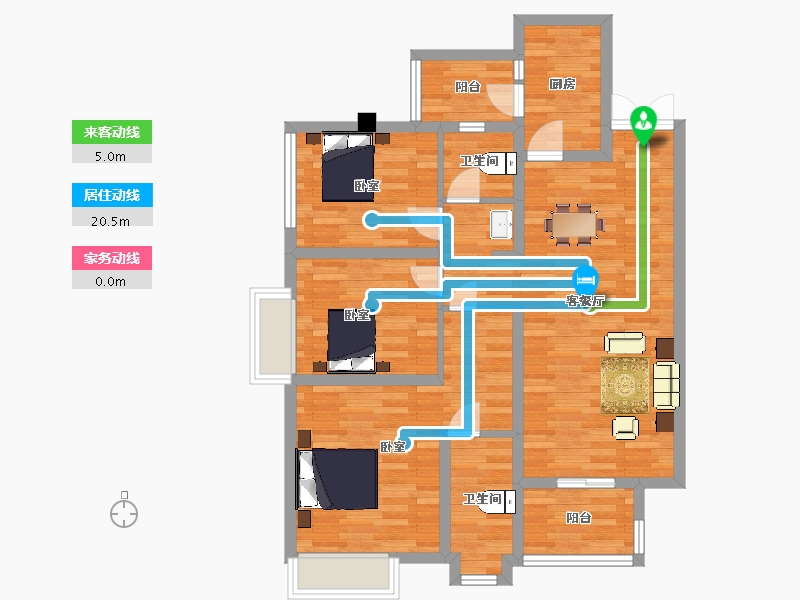 四川省-成都市-成锦熙锦5号D2户型115m²-89.68-户型库-动静线