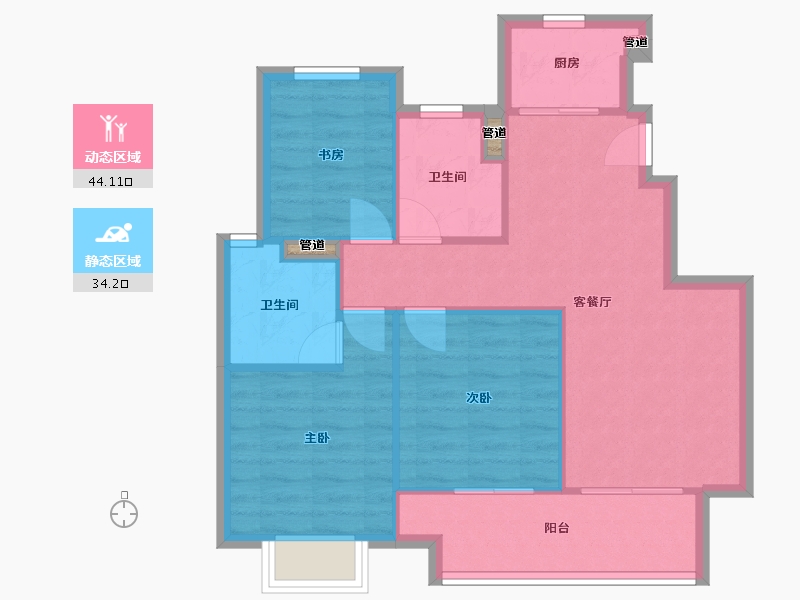 福建省-厦门市-保利和光城悦J户型89m²-71.20-户型库-动静分区