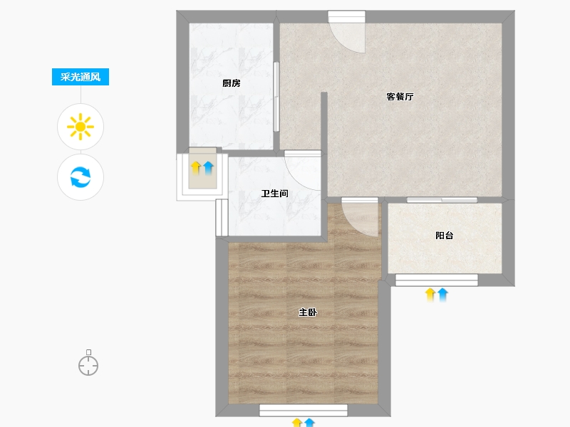 福建省-厦门市-保利和光城悦A户型47m²-37.60-户型库-采光通风