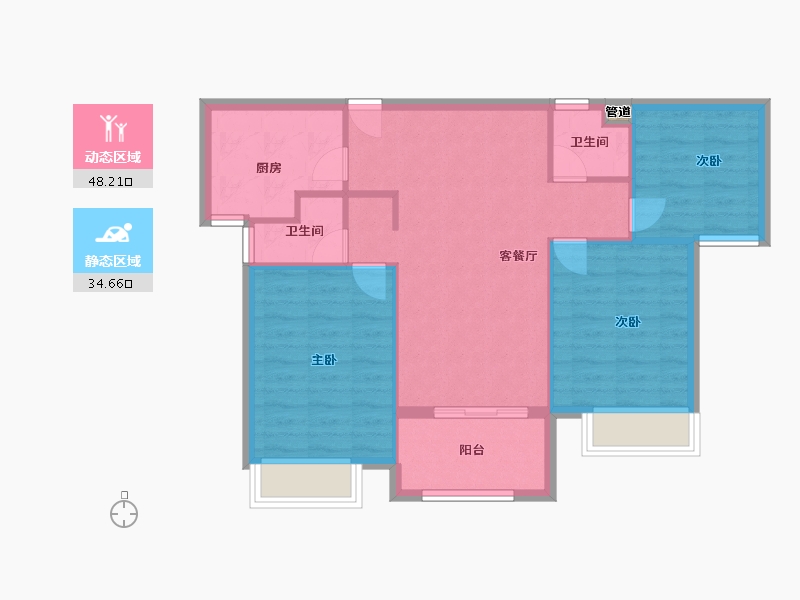 福建省-厦门市-国贸天成　94m²-75.21-户型库-动静分区