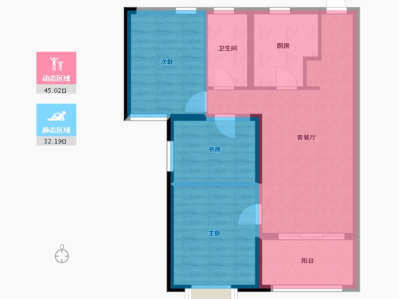 福建省-厦门市-世茂御海墅B1户型86m²-68.80-户型库-动静分区