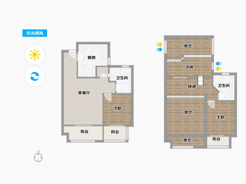 福建省-厦门市-融侨观邸1号楼,2号楼,3号122m²-125.87-户型库-采光通风