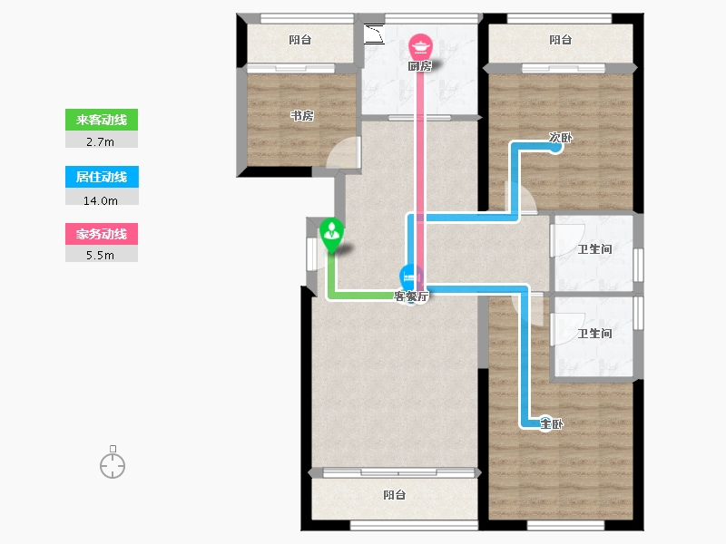 福建省-厦门市-水晶湖郡D户型117㎡-93.59-户型库-动静线