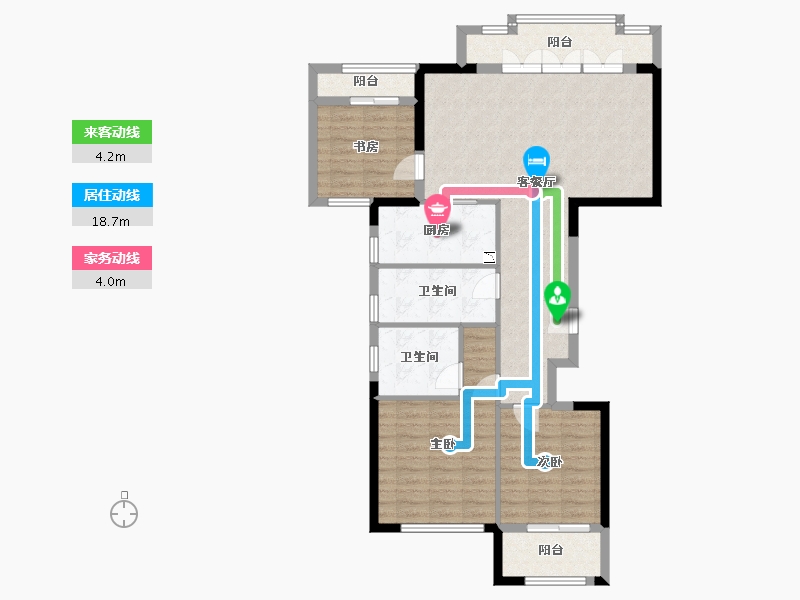 福建省-厦门市-水晶湖郡A户型121m²-96.80-户型库-动静线