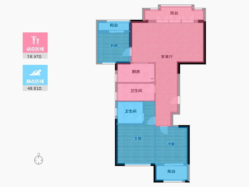 福建省-厦门市-水晶湖郡A户型121m²-96.80-户型库-动静分区