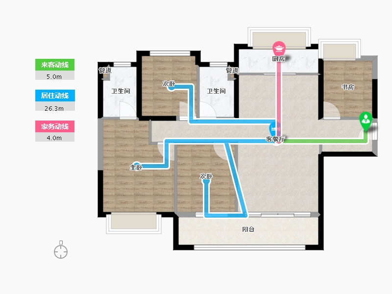 福建省-厦门市-中海杏林鹭湾E户型130m²-104.00-户型库-动静线