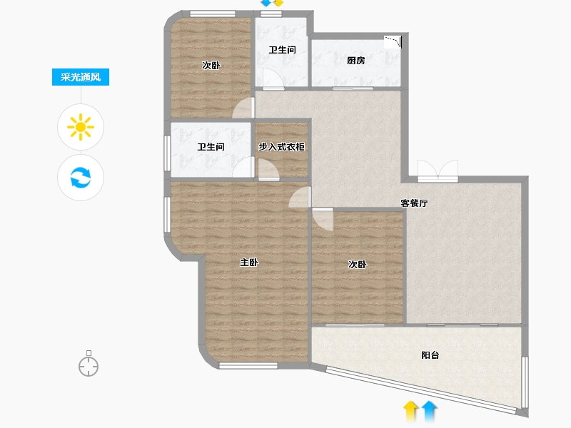 福建省-厦门市-金都海尚国际8号楼195m²-134.04-户型库-采光通风