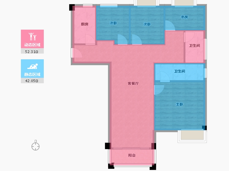 福建省-厦门市-阳光城文澜府7号楼107m²-85.61-户型库-动静分区