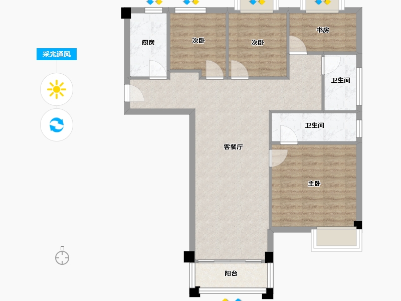 福建省-厦门市-阳光城文澜府7号楼107m²-85.61-户型库-采光通风