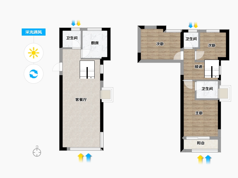 福建省-厦门市-IOI棕榈国际住区5号楼89m²-70.79-户型库-采光通风