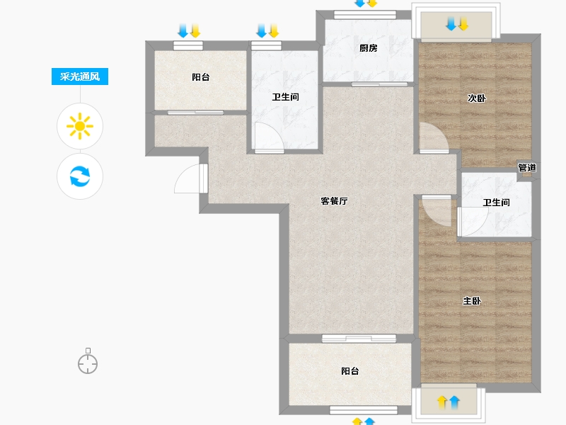 福建省-厦门市-国贸天成94m²-75.19-户型库-采光通风