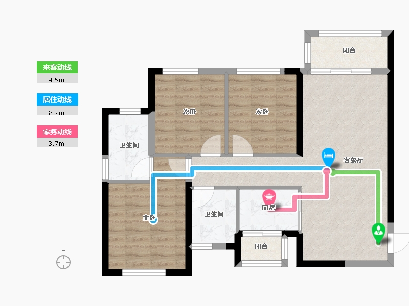 四川省-成都市-光谷云著2号楼101m²-74.50-户型库-动静线