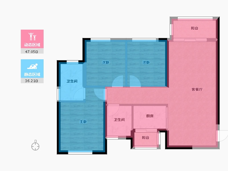 四川省-成都市-光谷云著2号楼101m²-74.50-户型库-动静分区