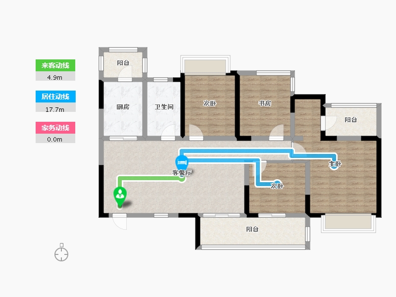 四川省-成都市-凯德卓锦万黛建面136m²-110.13-户型库-动静线