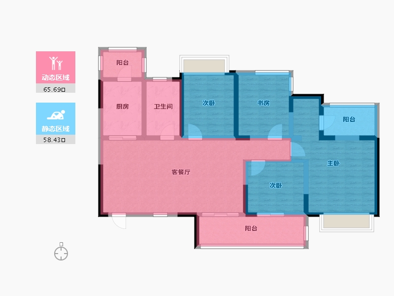 四川省-成都市-凯德卓锦万黛建面136m²-110.13-户型库-动静分区