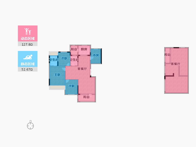 四川省-成都市-电建地产洺悦御府B-4户型建面205m²-161.84-户型库-动静分区