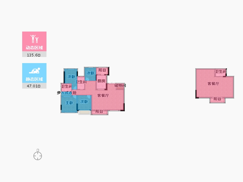 四川省-成都市-首开龙湖景粼玖序1号楼建面212m²-165.31-户型库-动静分区