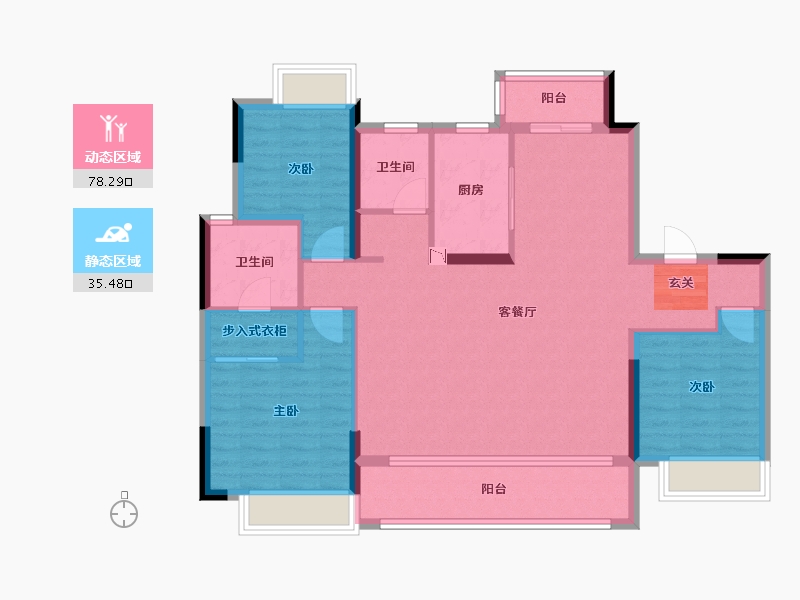 江西省-南昌市-龙湖煌盛春江天玺-102.85-户型库-动静分区