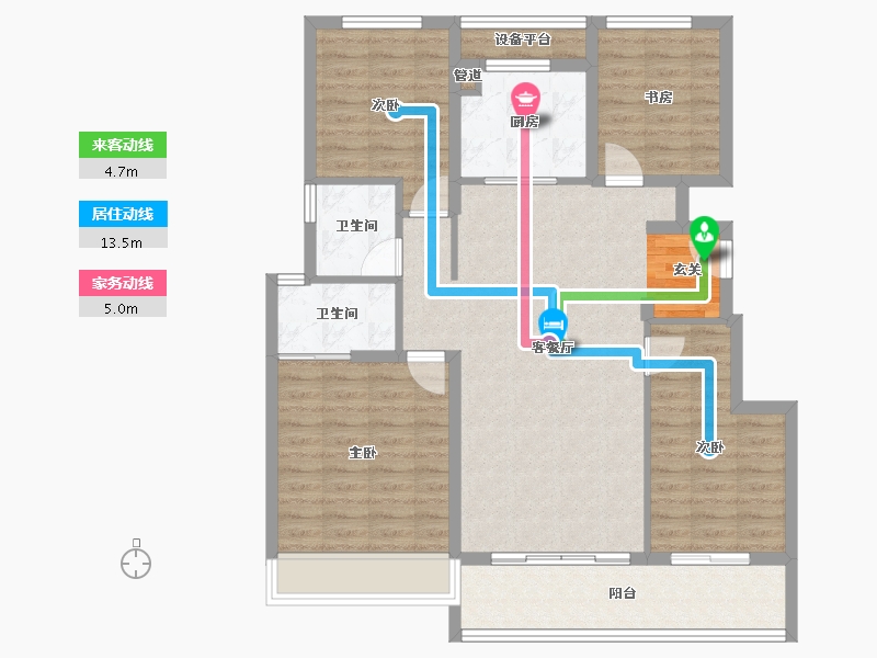 浙江省-杭州市-中南棠玥湾3号楼125m²-103.97-户型库-动静线