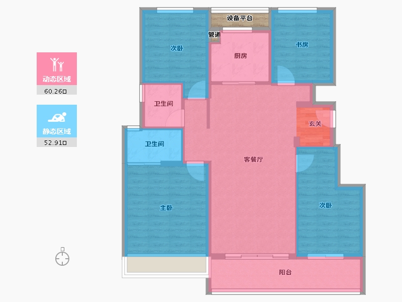 浙江省-杭州市-中南棠玥湾3号楼125m²-103.97-户型库-动静分区