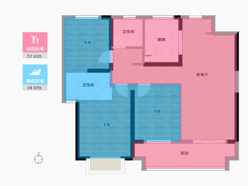 浙江省-台州市-云樾观岭-81.35-户型库-动静分区