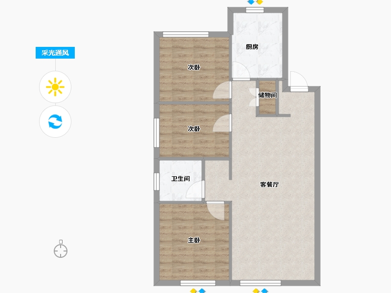 辽宁省-沈阳市-保利中粮堂悦柳林一街61-3号楼（20号楼）95m²-71.92-户型库-采光通风