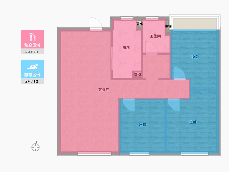 辽宁省-沈阳市-保利中粮堂悦柳林一街63-2号楼（15号楼）104m²-77.38-户型库-动静分区