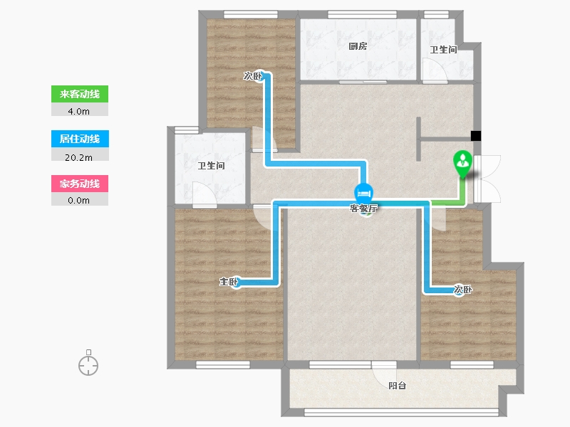 辽宁省-沈阳市-保利中粮堂悦柳林一街（19，18）栋125m²-107.60-户型库-动静线