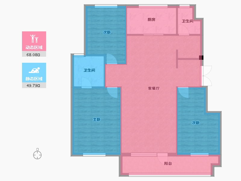 辽宁省-沈阳市-保利中粮堂悦柳林一街（19，18）栋125m²-107.60-户型库-动静分区