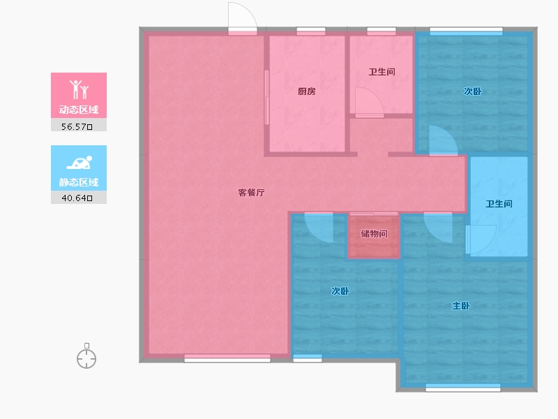 辽宁省-沈阳市-保利中粮堂悦柳林一街61-3号楼（20号楼）120m²-88.99-户型库-动静分区