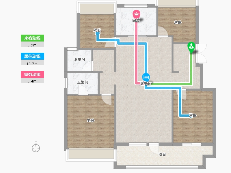 辽宁省-沈阳市-保利中粮堂悦柳林一街（12，11，16，17）栋140m²-118.38-户型库-动静线