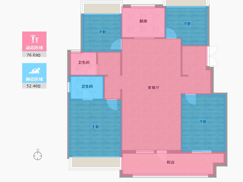 辽宁省-沈阳市-保利中粮堂悦柳林一街（12，11，16，17）栋140m²-118.38-户型库-动静分区