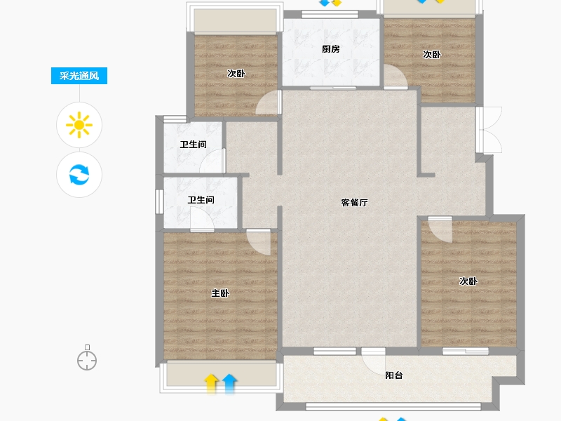 辽宁省-沈阳市-保利中粮堂悦柳林一街（12，11，16，17）栋140m²-118.38-户型库-采光通风