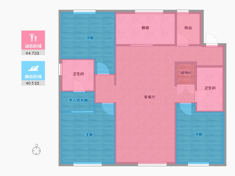 辽宁省-沈阳市-保利中粮堂悦柳林一街63-2号楼（15号楼）130m²-96.24-户型库-动静分区