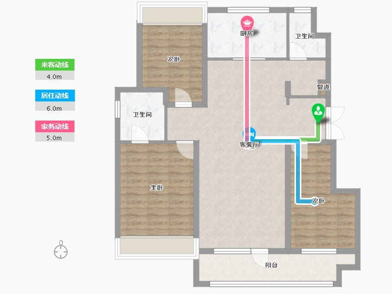 辽宁省-沈阳市-保利中粮堂悦柳林一街（23，6，7，5）栋126m²-100.67-户型库-动静线