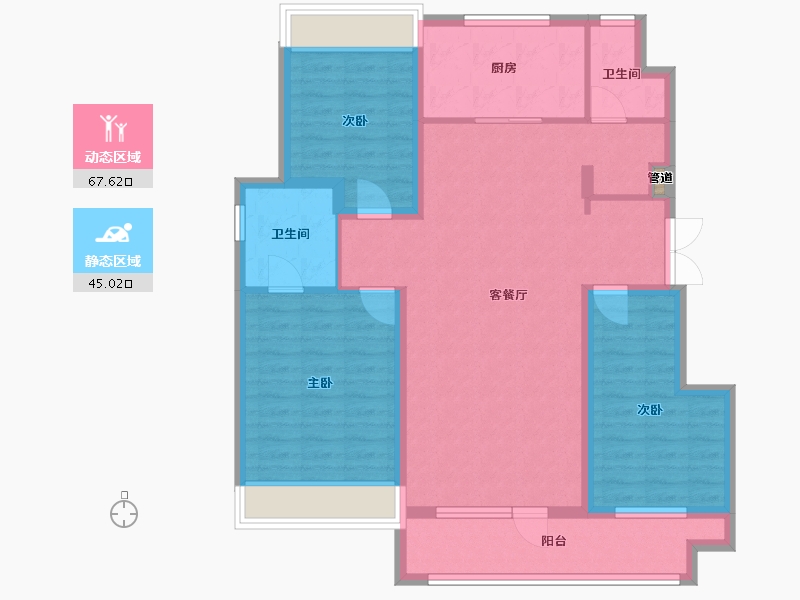 辽宁省-沈阳市-保利中粮堂悦柳林一街（23，6，7，5）栋126m²-100.67-户型库-动静分区