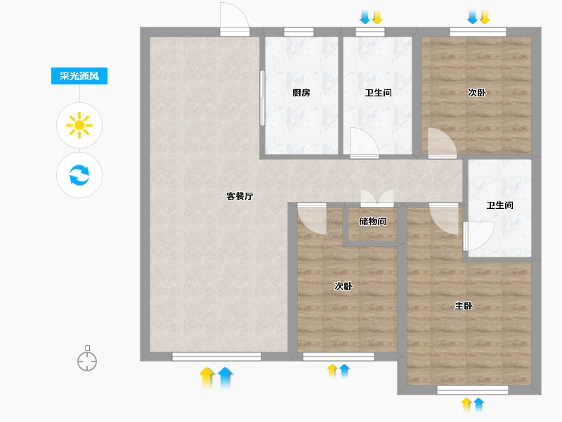 辽宁省-沈阳市-保利中粮堂悦柳林一街67-3号（8）116m²-85.14-户型库-采光通风