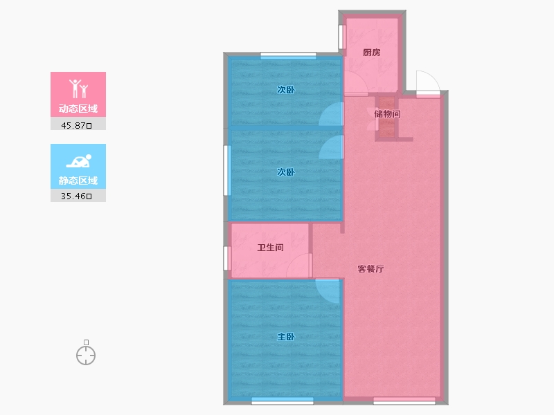 辽宁省-沈阳市-保利中粮堂悦柳林一街71-2号（2号楼）97m²-71.25-户型库-动静分区