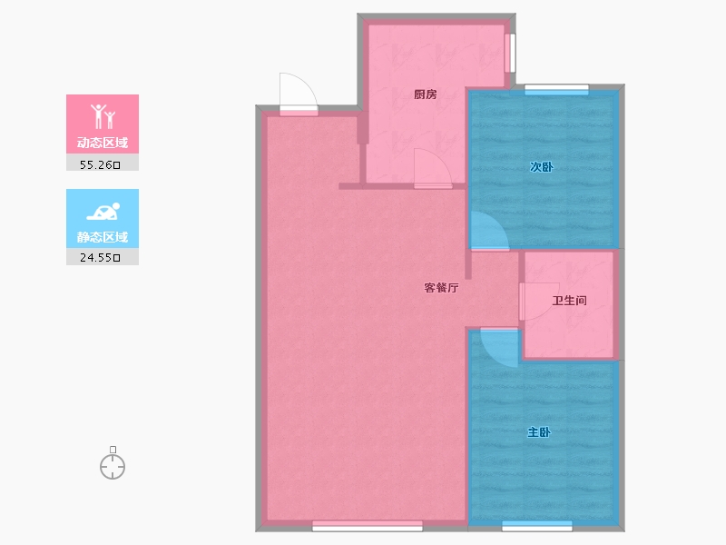 辽宁省-沈阳市-颐盛壹号公馆大东区津桥路（13,12）号楼92m²-73.20-户型库-动静分区