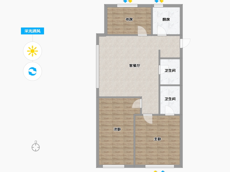 辽宁省-沈阳市-颐盛壹号公馆大东区津桥路（4,13,12）号楼111m²-88.80-户型库-采光通风