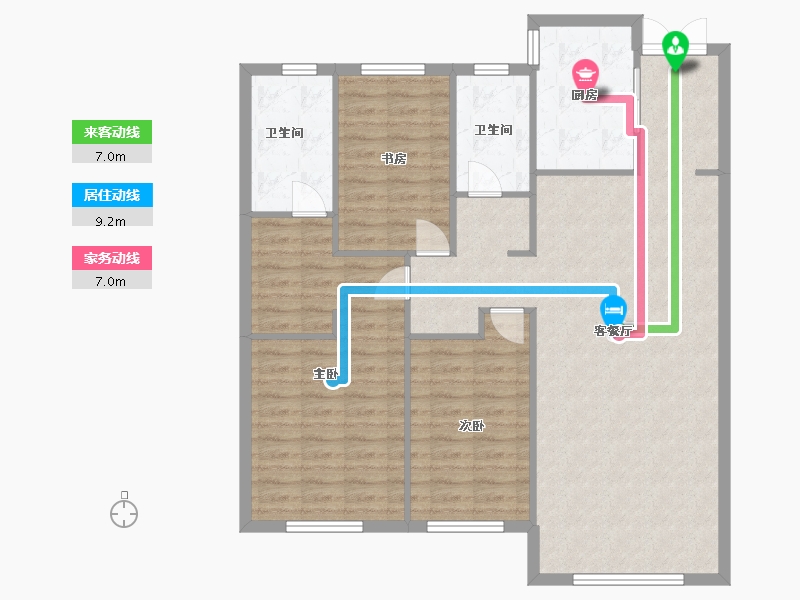 辽宁省-沈阳市-颐盛壹号公馆大东区津桥路(4,14,15)号楼135m²-108.00-户型库-动静线