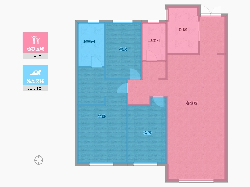 辽宁省-沈阳市-颐盛壹号公馆大东区津桥路(4,14,15)号楼135m²-108.00-户型库-动静分区