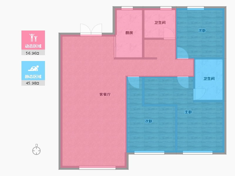 辽宁省-沈阳市-颐盛壹号公馆大东区津桥路104-5号楼（4号楼）118m²-94.40-户型库-动静分区