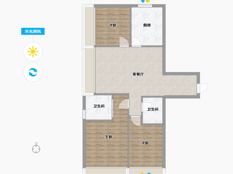 辽宁省-沈阳市-国瑞熙悦117m²-76.97-户型库-采光通风