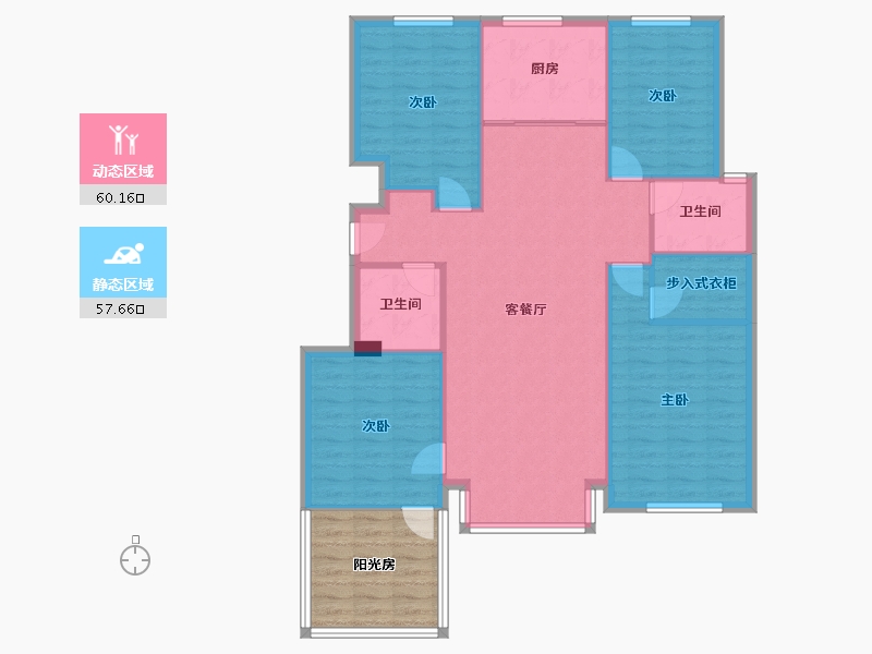 辽宁省-沈阳市-国瑞熙悦131m²-117.44-户型库-动静分区