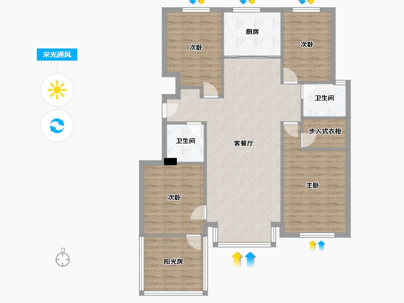 辽宁省-沈阳市-国瑞熙悦131m²-117.44-户型库-采光通风