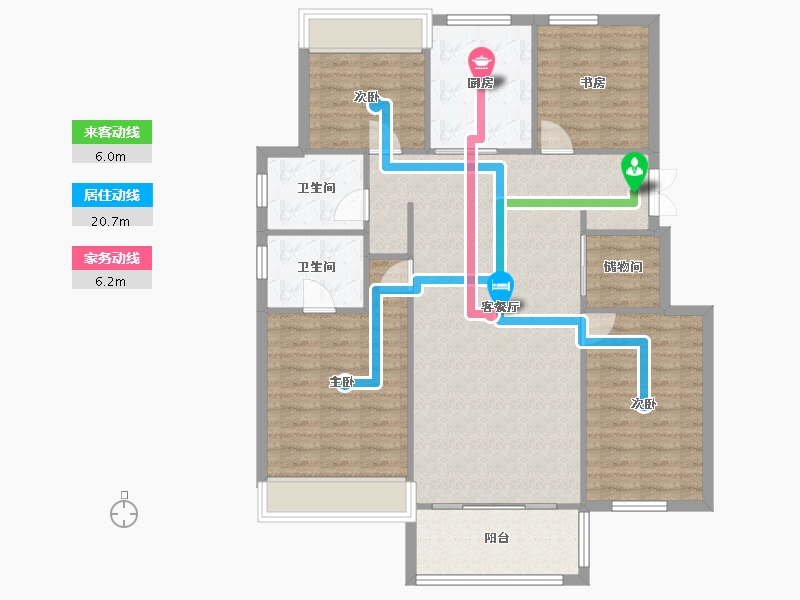 辽宁省-沈阳市-金地半山麓东望一街(G4,G6,G5)号楼130m²-109.47-户型库-动静线