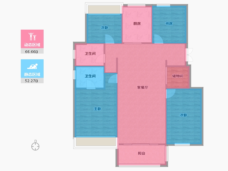 辽宁省-沈阳市-金地半山麓东望一街(G4,G6,G5)号楼130m²-109.47-户型库-动静分区